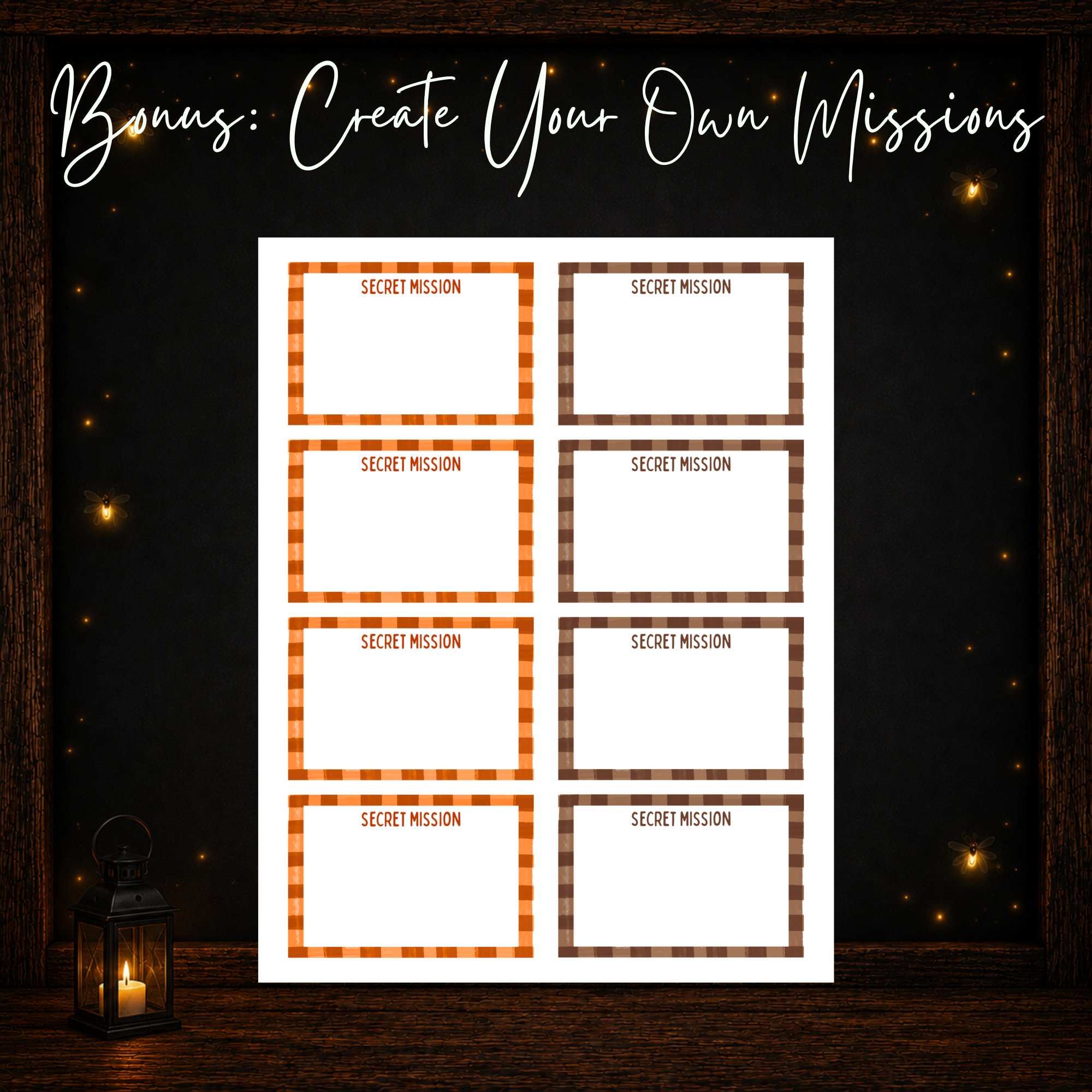 Blank Thanksgiving Secret Mission cards for creating your own custom challenges