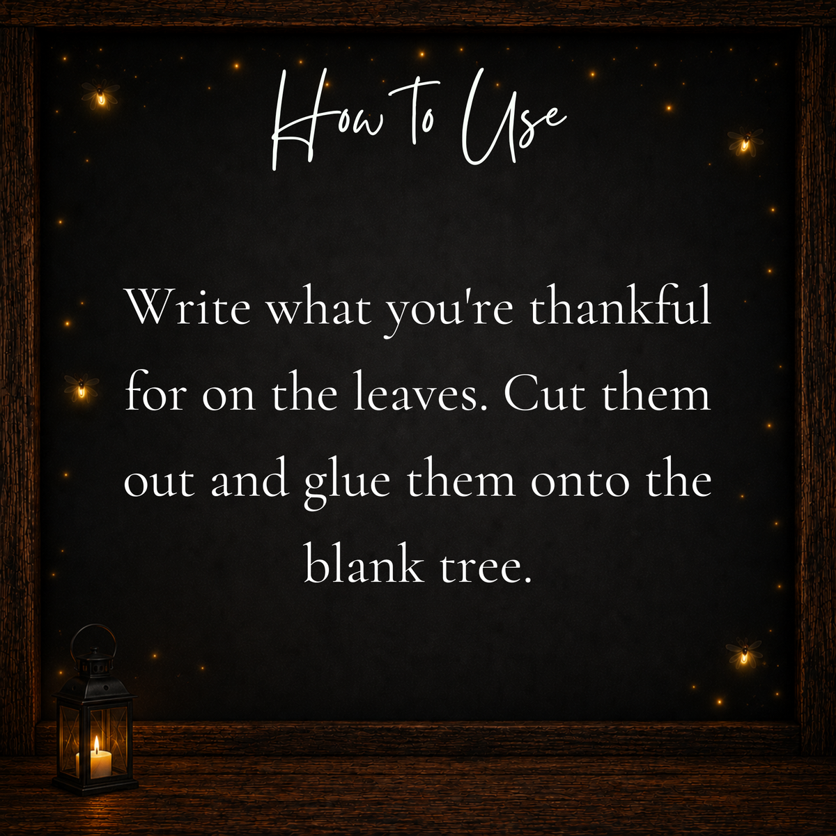 Thanksgiving Thankful Tree instructions to write gratitude on leaves and glue them onto the blank tree