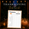 Thanksgiving Think Quick printable game for family dinner, Friendsgiving and holiday gatherings