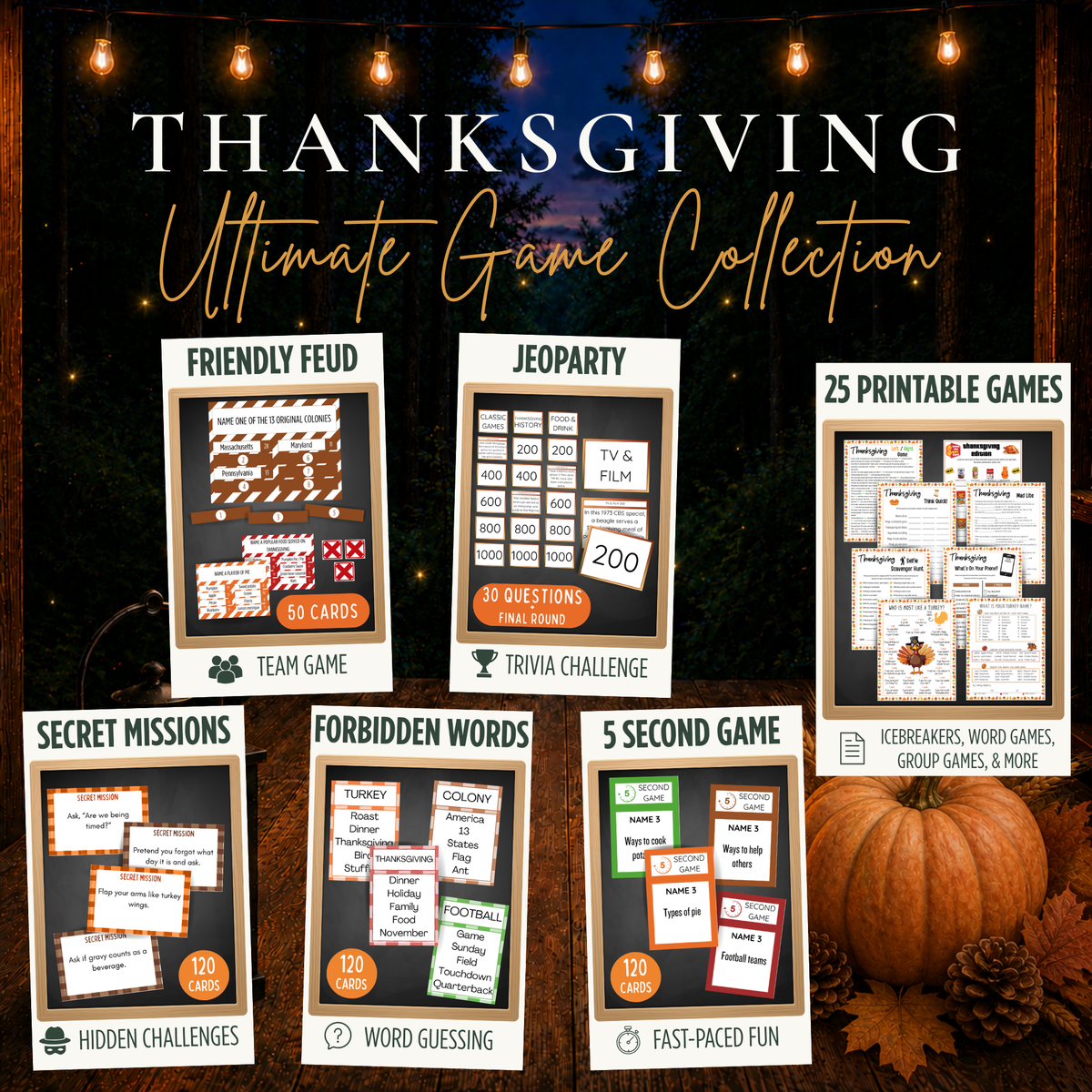 Thanksgiving Ultimate Game Collection with 30 printable Thanksgiving party and family games