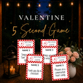Valentine 5 Second Game printable party game with love-themed Name 3 challenge cards for Valentine’s Day