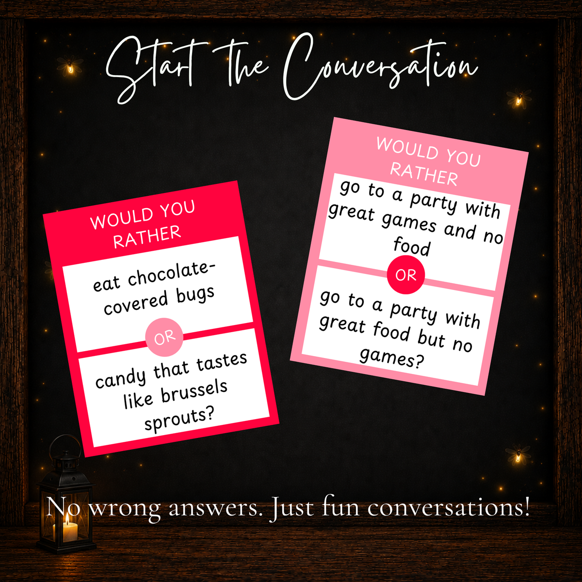 Valentine Would You Rather conversation starter cards with funny Valentine’s Day choices