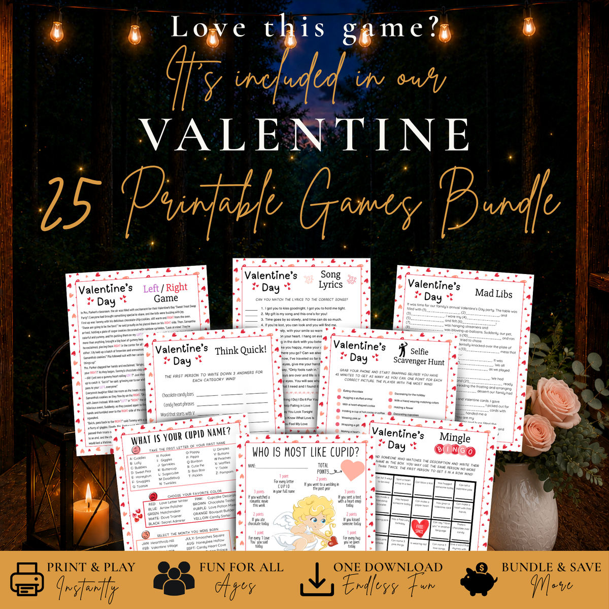 Who Is Most Like Cupid included in the Valentine 25 printable games bundle