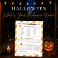 What Is Your Halloween Name printable party game for kids teens families and Halloween gatherings