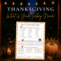 What Is Your Turkey Name printable Thanksgiving game for family parties, Friendsgiving and holiday gatherings