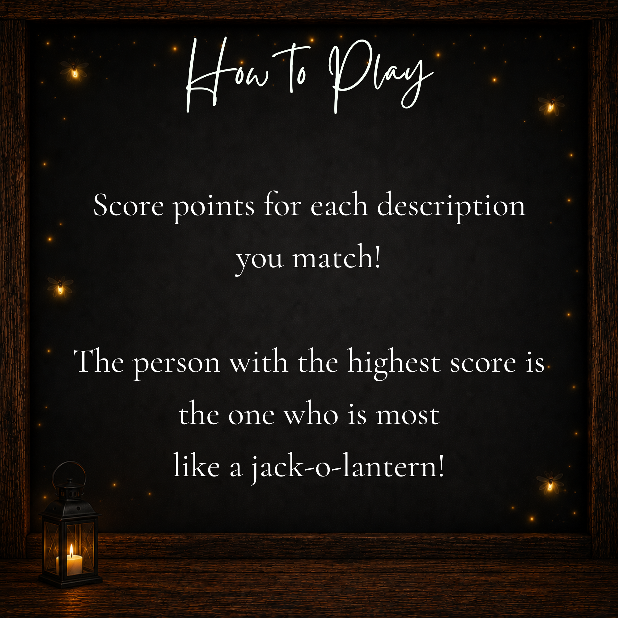 How to play Who Is Most Like a Jack-O-Lantern Halloween game by matching descriptions and scoring points